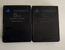 Lot of 2 OEM Sony PlayStation 2 PS2 8MB Black Memory Cards.
