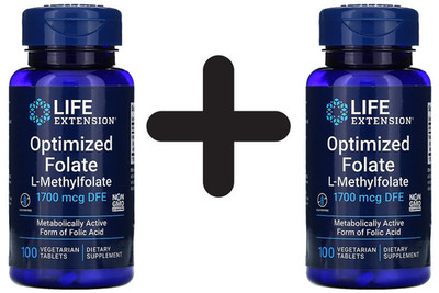 2 x Life Extension Optimized Folate, 1700mcg - 100 vegetarian (149,95 EUR/kg)