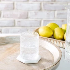 Short Clear Melamine Dot Drinking Glasses | Set of 4