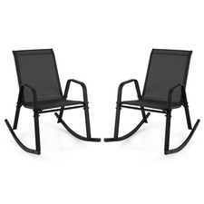 2pcs Patio Rocking Chair Heavy-Duty Metal Rocker Outdoor Anti-Slip Black