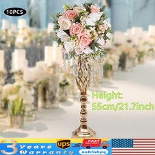 10Pcs Crystal Flower Stands Vases 55cm Wedding Centerpieces Dining Table Gold US