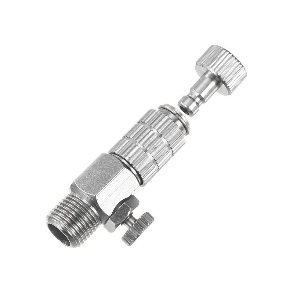 1/8 Air Brush Connector Adapter, 2pcs Connect with Airflow Control Valve, Silver Foto 4 de 4