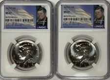 2025 P & D John F Kennedy NGC MS67 2 Coin Half Dollar Set Signature Labels