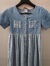 Definitely California Dress Womens 2XS/XS Blue Denim Flannel Button Up Cottage