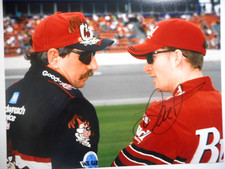 Dale Earnhardt Jr signed 2000 W/Dale Sr #8 BUDWEISER TAZ Chevy Nascar 8x10 Photo