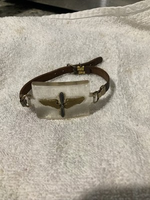 WW2 Propeller & Flügel Sterlingsilber Flieger Herz Acryl Armband