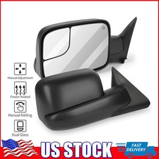 Manual Tow Mirrors For 1994-2001 Dodge Ram 1500 2500 3500 Pair Black Side Mirror Manual Tow Mirrors For 1994-2001 Dodge Ram 1500 2500 3500 Pair Black Side Mirror
