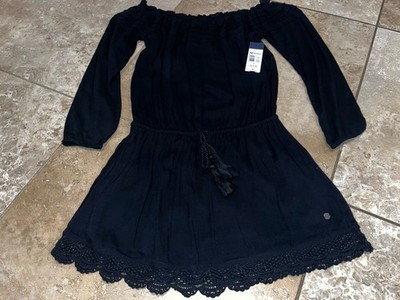 NWT Roxy Black Off The Shoulder Cottagecore Long Sleeve Gauzy Dress Small $55