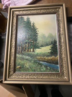 Ölgemälde Tannenwald 34cm x 49cm mit Rahmen