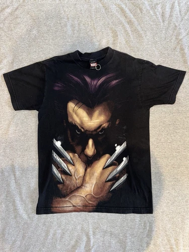 Vintage Y2K Marvel Comics Wolverine Claws Mad Engine Black Superhero Shirt S