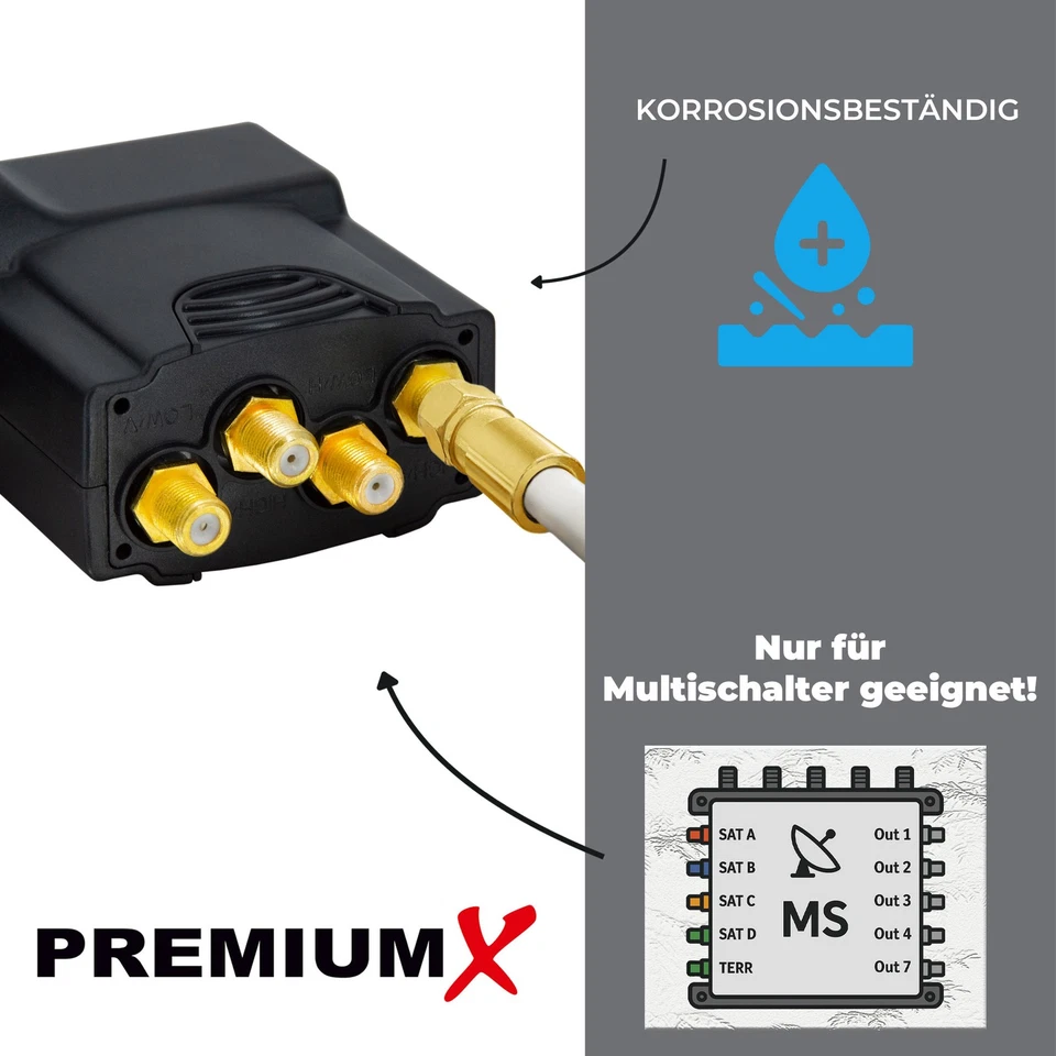 PremiumX DELUXE Quattro LNB SAT für Multischalter LNC LMB HD TV UHD 4K - Bild 2 von 4