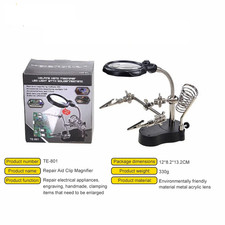 Helping Hands Soldering Station 3.5X 12X Magnifying Glass LED Lighted Magnifier