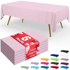 Disposable Table Cloth - 6 Pack, 54 x 108 Inch 54" x 108" - 6 Packs Pink