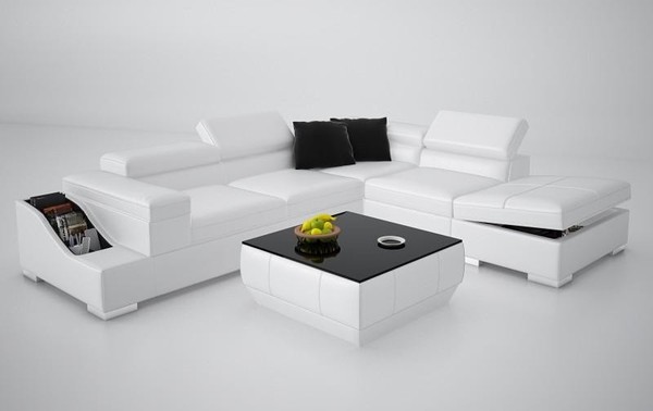 Ledersofa Sofa Couch Wohnlandschaft Ecksofa Eck Garnitur Design Modern L K5006C-image