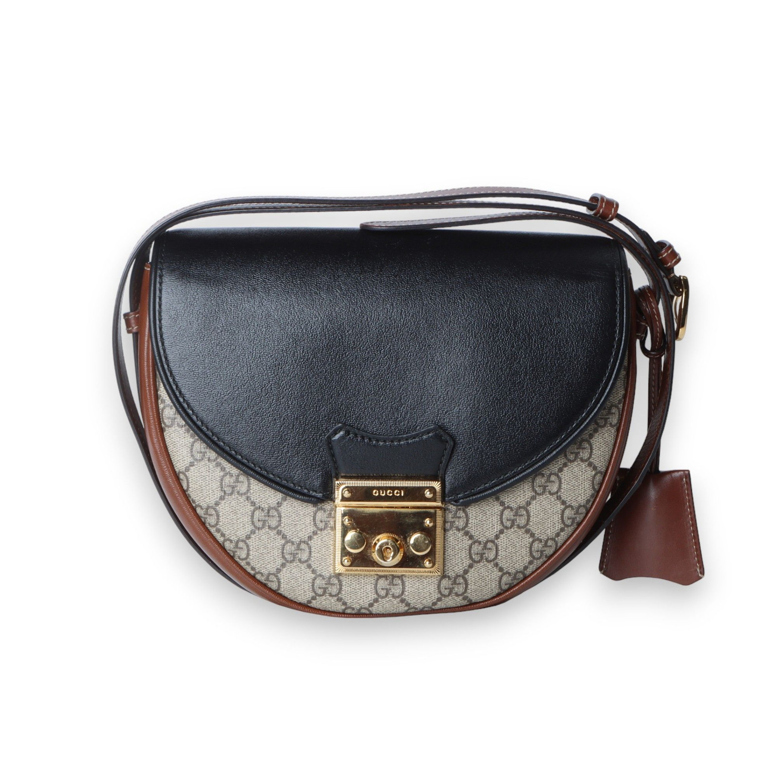 Gucci GG Supreme Padlock Half Moon Crossbody Bag 644524 Gucci GG Supreme Padlock Half Moon Crossbody Bag 644524