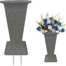 Cemetery Vase for Grave Headstones with Metal Spike Flowers Fake Floral Holde...