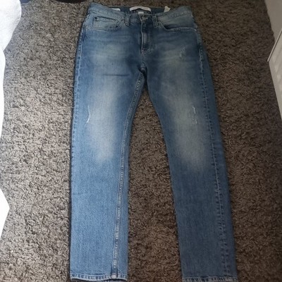 Calvin Klein Jeans Herren Jeans Blau W29 L32 Straight Leg Denim Baumwolle Logo