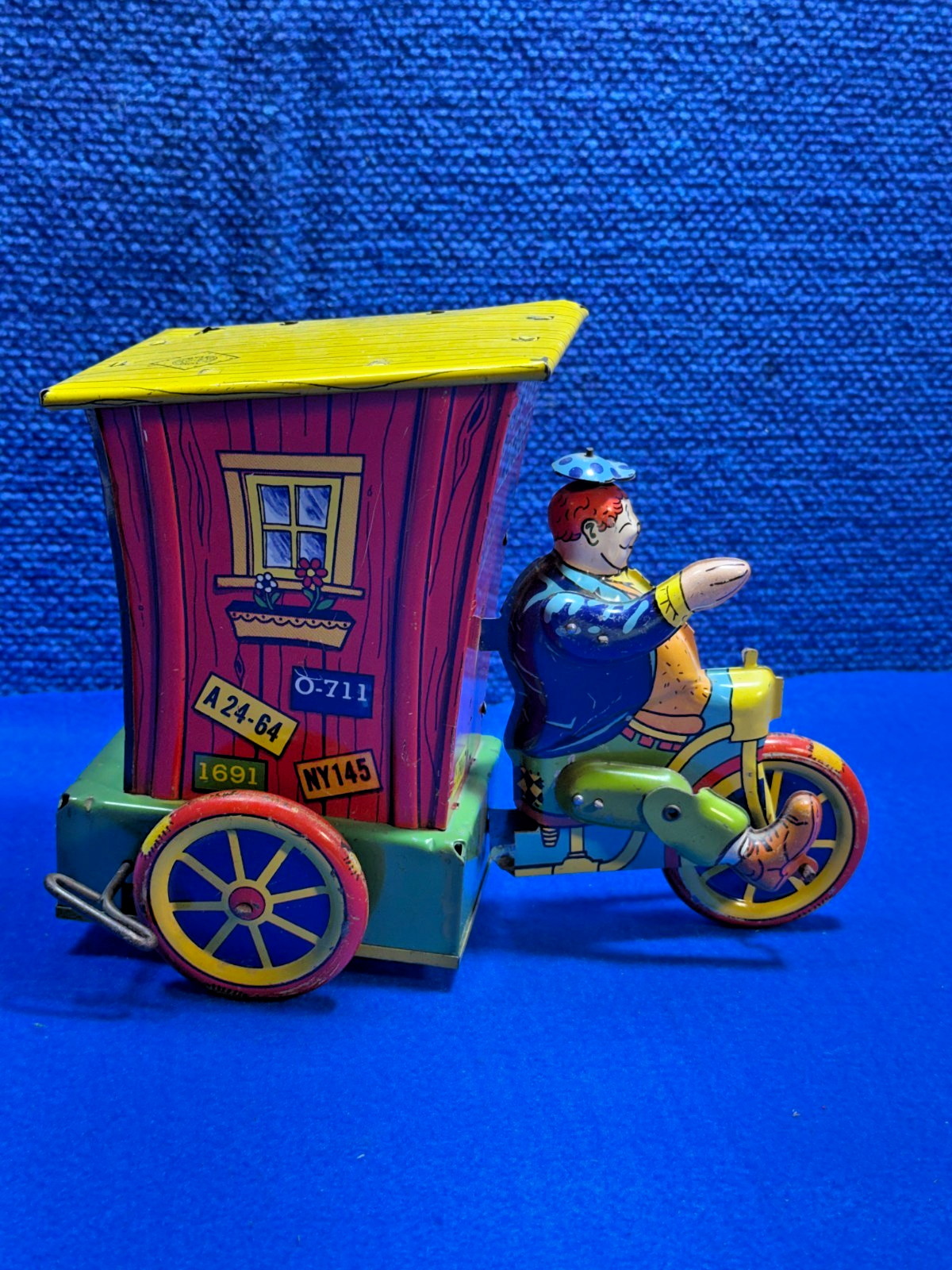 *Antique Vintage Humphrey Mobile Wyandotte Tin Litho Windup Toy