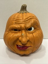1980s Ceramic Scary Orange Man Jack-O-Lantern Wise Guy Pumpkin Halloween Candle