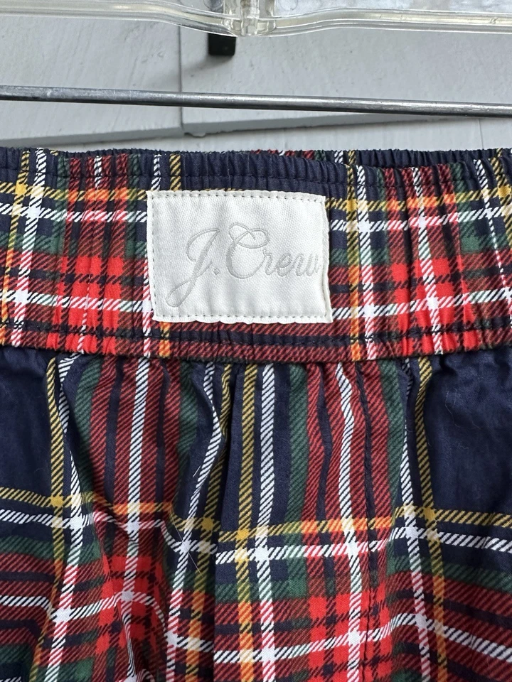 Calzoncillos boxer a cuadros J.Crew para hombre M nuevos con etiquetas algodón tartán azul marino rojo verde para dormir Foto 2 de 4
