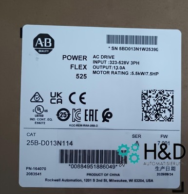 25B-D013N114  Allen-Bradley PowerFlex 525 5.5kW (7.5Hp) AC Drive  