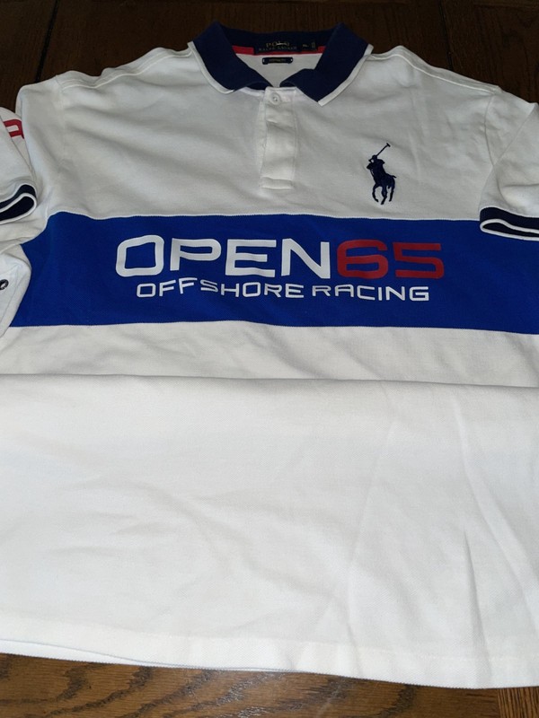 Polo Ralph Lauren Polo Shirt Men's White Open 65 Offshore Racing USA Size XL