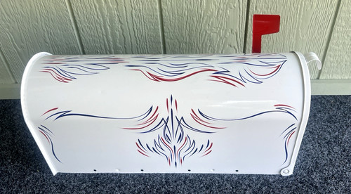 Custom Hand Painted Pinstriped Personalized White Mail Box Decor Hot Rat Rod Art