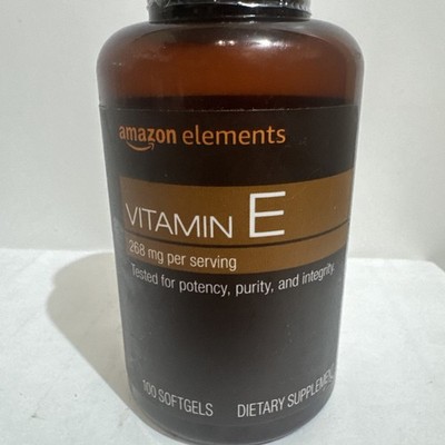 Amazon Elements Vitamin E 100 Softgels 268 Mg New Exp 06/26