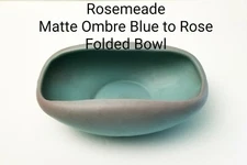 Vintage ROSEMEADE POTTERY 8" FOLDED BOWL Matte Blue to Rose Ombre SIGNED