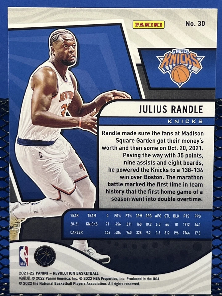 2021-22 Panini Revolution JULIUS RANDLE New York Knicks Base 30 - Image 2 of 2