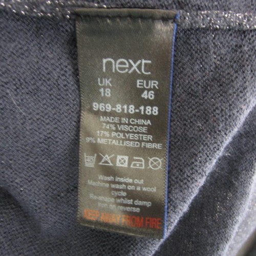Next Top Womens 18 Blue Silver Metallic Knit Cold Shoulder Flowy Cocktail Event - Picture 12 of 14