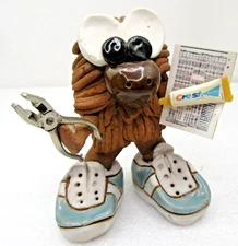 vintage HARRIE Clay DENTIST figurine handmade Indiana folk artist 1980's DDS doc