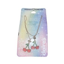 Claire  s Best Friends Cherry Gold Tone necklace Two piece Set New with tags