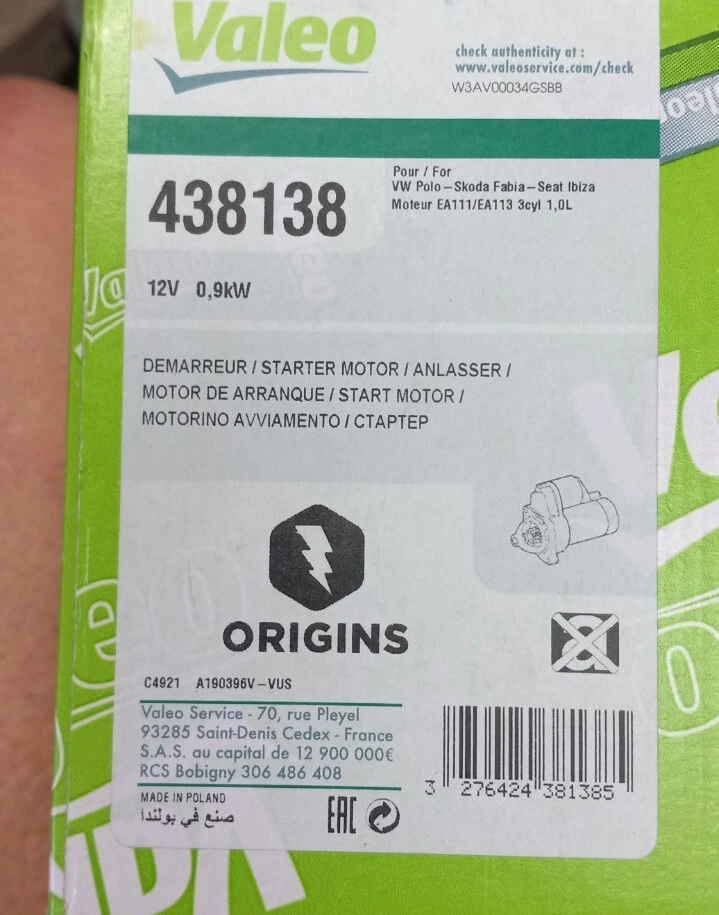 Motor de arranque Audi VW - Valeo 02A911023L Beetle, Golf, Jetta, tt, TT Quattro Foto 2 de 4