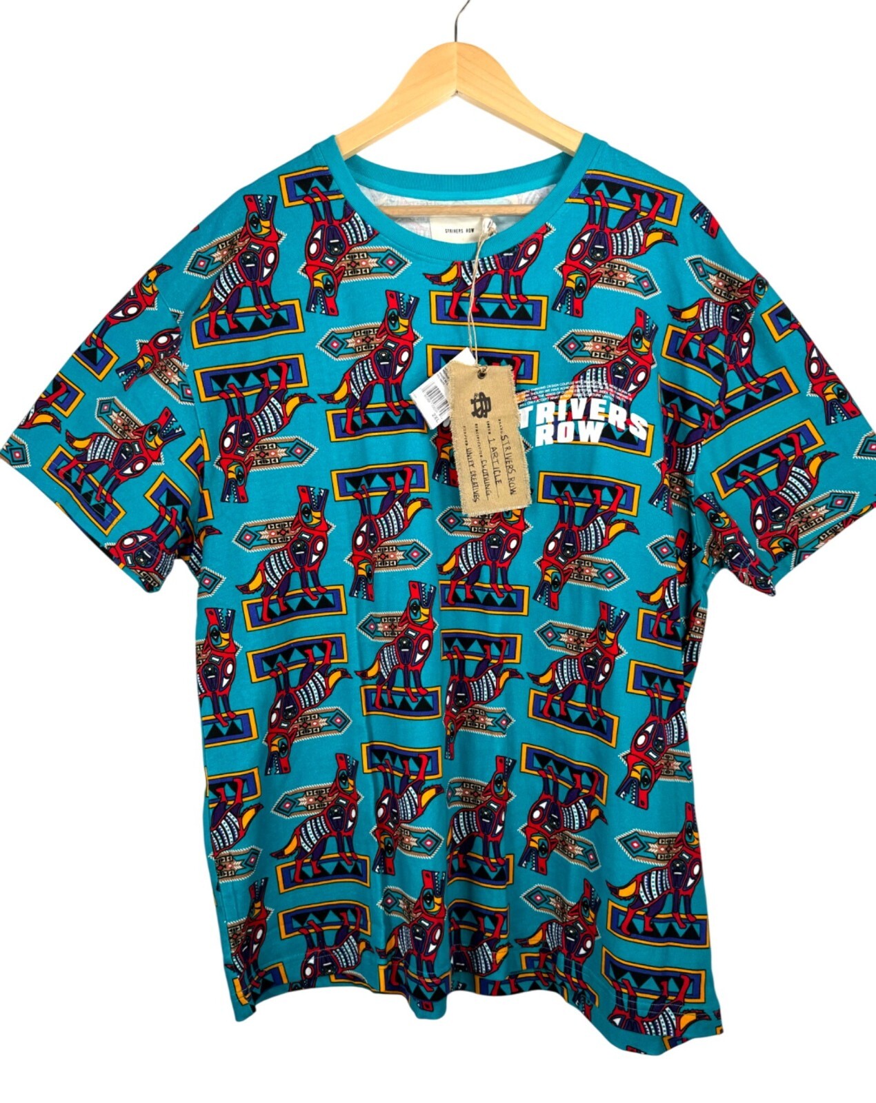 FILA T shirt Strivers Row grafica tribale no trace cotone blu grassetto tg 2XL