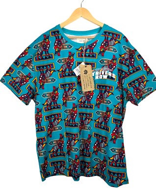 Strivers Row graphic tribal no trace cotton T shirt blue bold sz