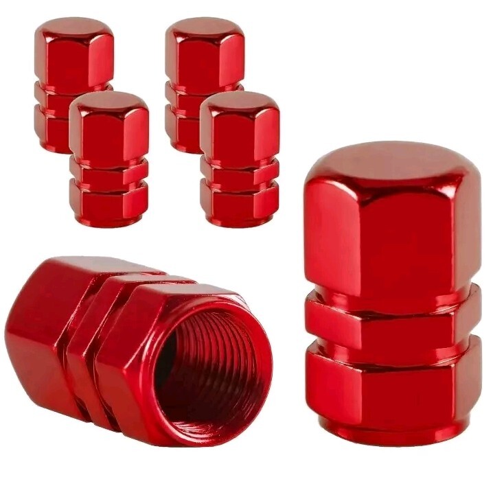 4x Red Color Aluminum Tire/Rim Valve Stem/Wheel Dust Cover Caps