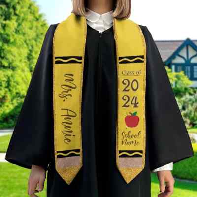 Personalized Teacher Graduation Stole, Pencil Stole Graduation Class Of 2025