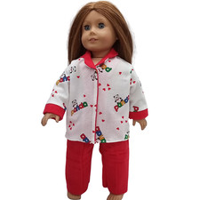 Valentine Panda Bear Pajamas 18 inch doll clothes Fits popular 18  girl dolls