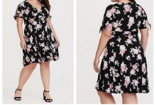 Torrid Black Floral Jersey Knit Skater 