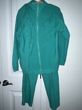 Vintage Green Teddi Sport Track Wind Suit Women's Petite See Measurements
