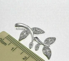 0.40Ct Round Cut VVS1 Diamond Leaf Pendant 14k White Gold Finish 18" Free Chain