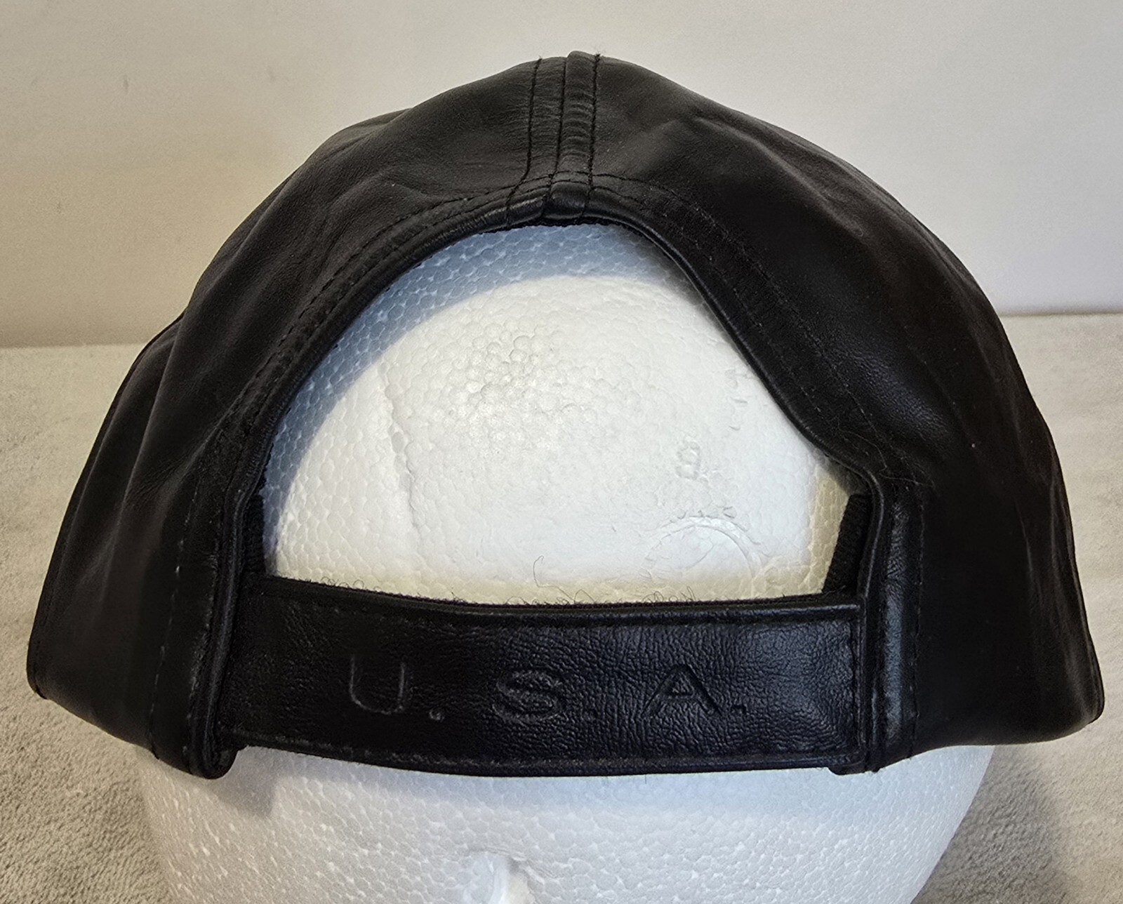 Genuine Solid  Black Leather Adjustable Baseball … - image 6