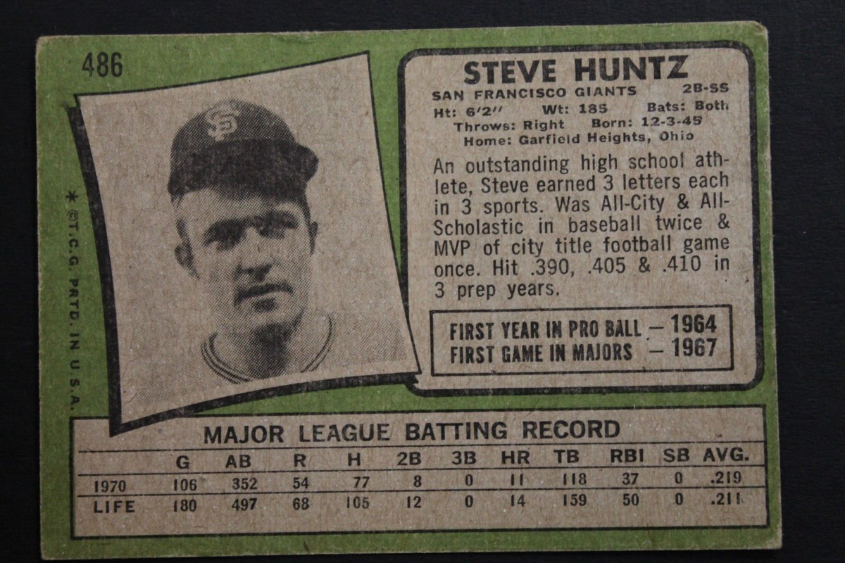 Steve Huntz San Francisco Giants Autograph Signed 1971 Topps #489
