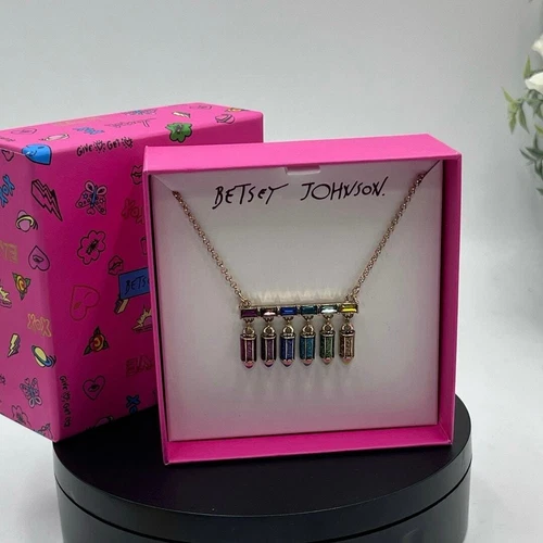 Betsey Johnson Back to School Shaky Mulit colored Dangling Pencil Necklace New 