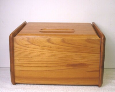 Vintage lift Top Bread Box Wood Rustic Primitive Country Kitchen Wooden Large