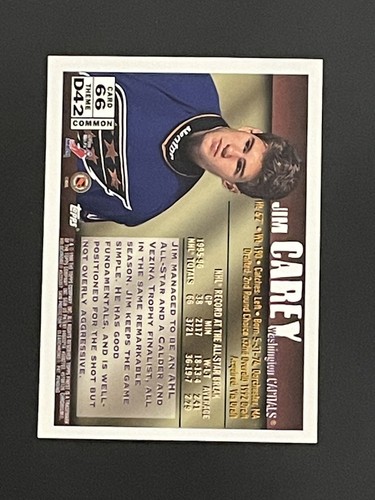 Jim Carey 1996 Topps Finest Hockey Defenders Capitals #66 con lamina - Foto 2 di 2