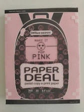 Office Depot Pink Paper Deal Pastel Copy & Print Paper 300 sheets 8.5" x 11"