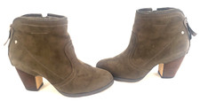 CROWN VINTAGE KALILA Womens Ankle Boots SIZE 7M Olive Green Stacked High Heels