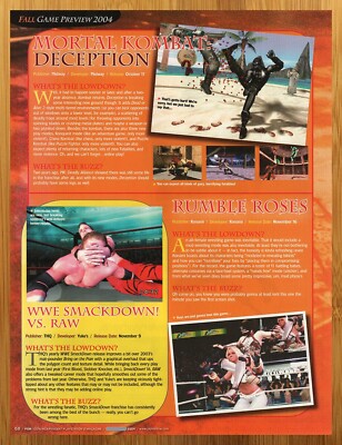 2004 Mortal Kombat Deception/WWE Smackdown! vs Raw PS2 Print Ad/Poster Game Art